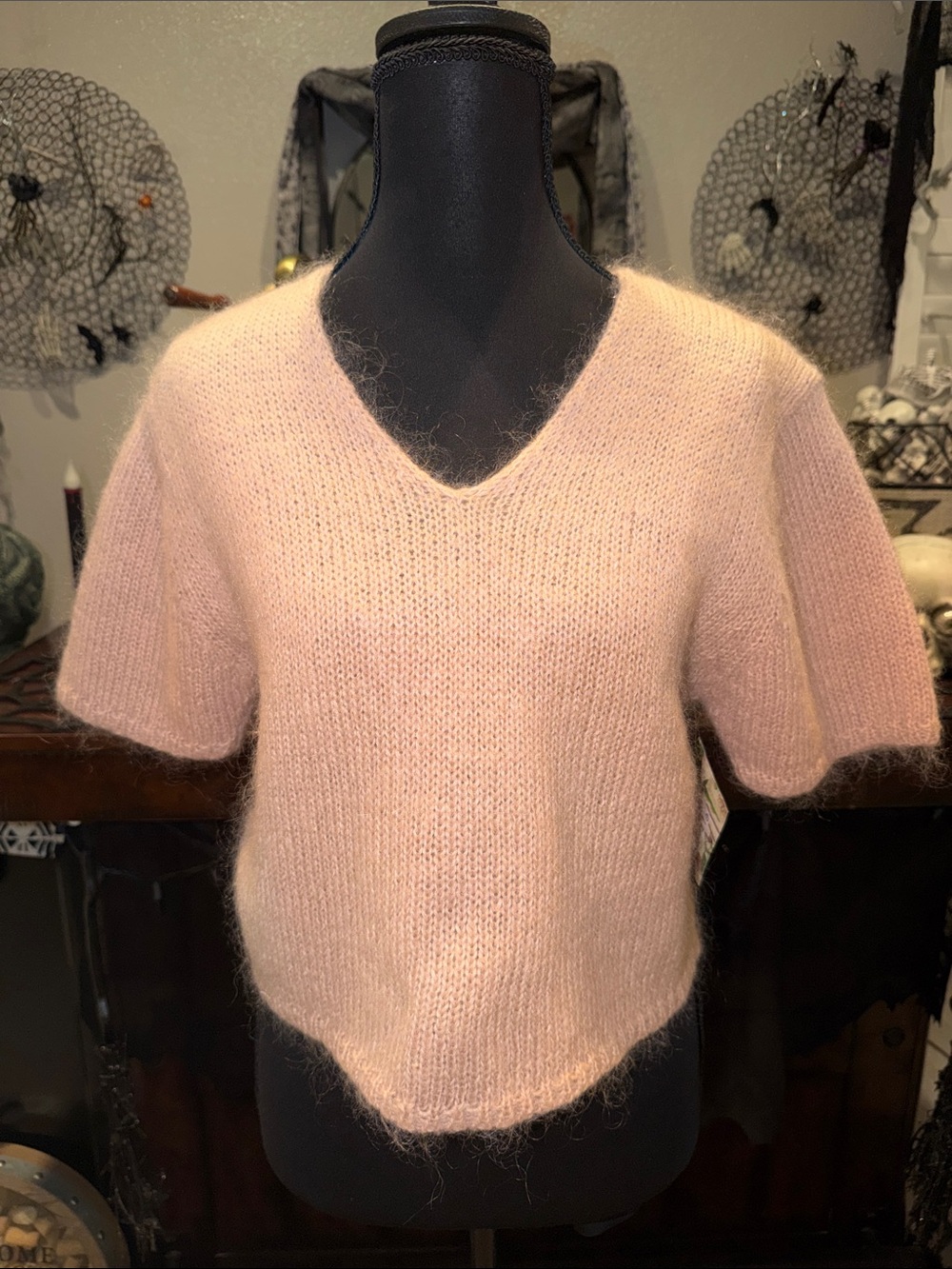 Pink Vintage Mohair Wool Blend Crop Top
